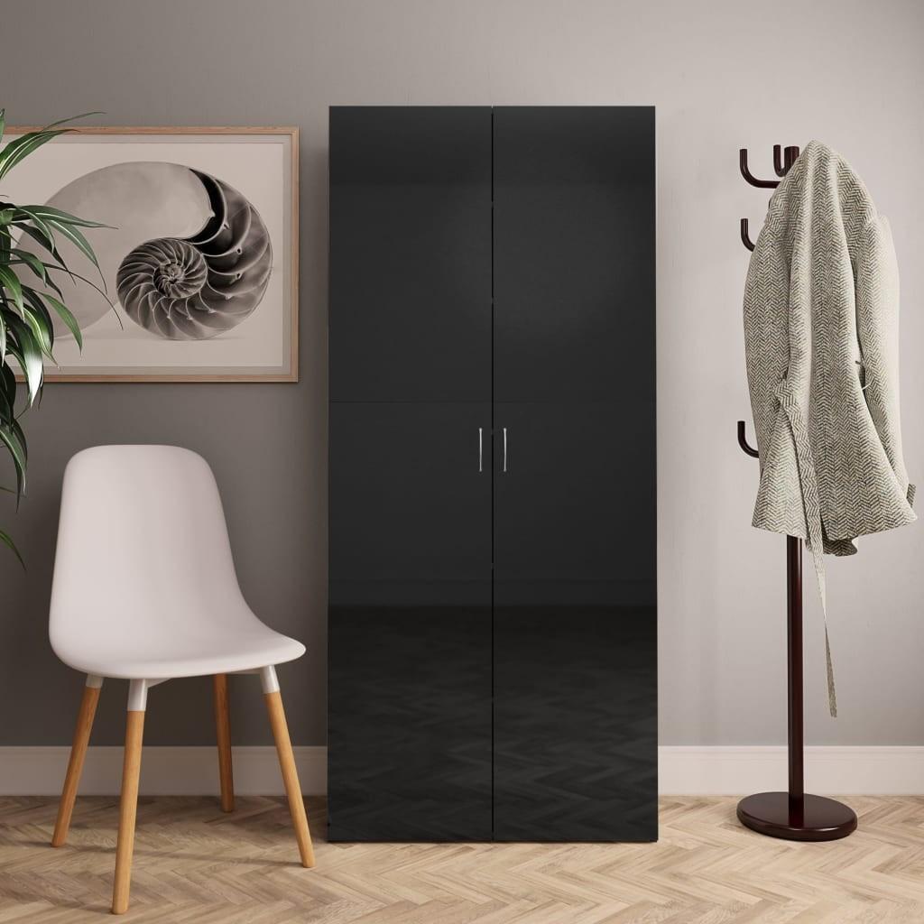 Skoskab 80 x 35,5 x 180 cm spånplade sort højglans