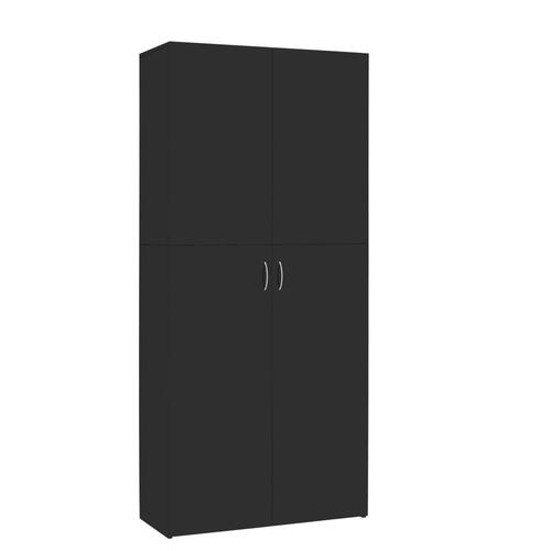 Skoskab 80 x 35,5 x 180 cm spånplade sort højglans