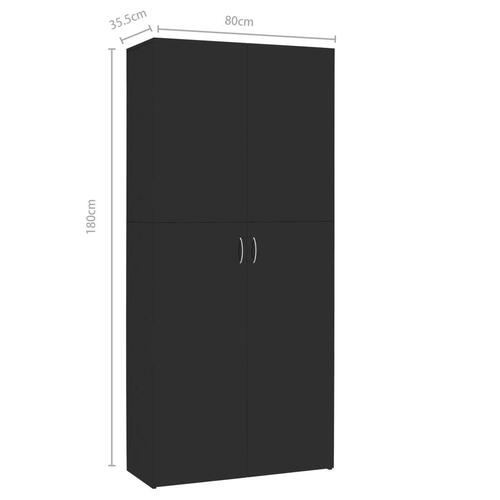 Skoskab 80 x 35,5 x 180 cm spånplade sort højglans