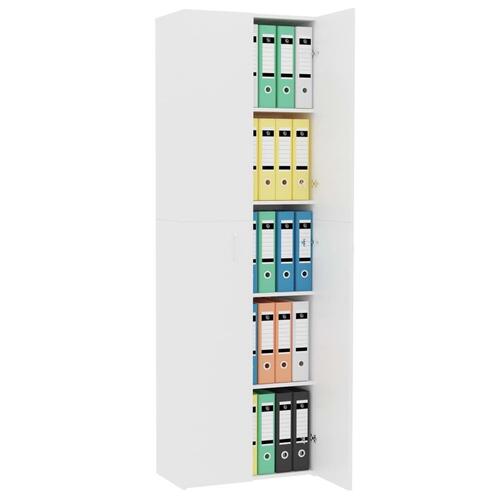 Kontorskab 60x32x190 cm konstrueret træ hvid