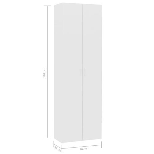 Kontorskab 60x32x190 cm konstrueret træ hvid