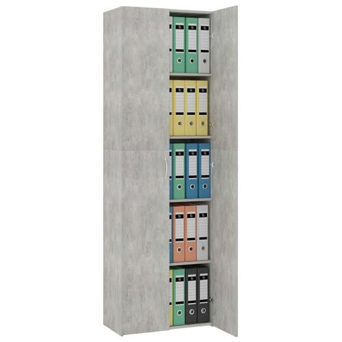 Kontorskab 60x32x190 cm konstrueret træ betongrå