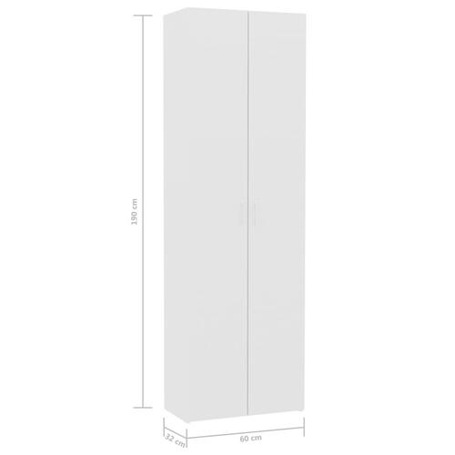 Kontorskab 60x32x190 cm konstrueret træ hvid højglans