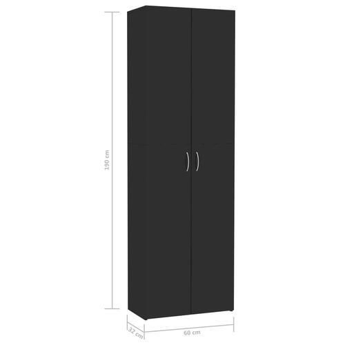 Kontorskab 60 x 32 x 190 cm spånplade sort højglans