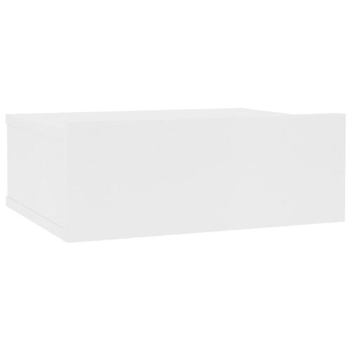 Væghængt natbord 40x30x15 cm konstrueret træ hvid