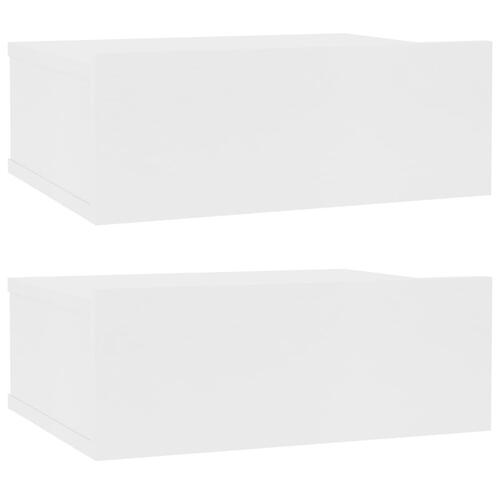 Svævende natborde 2 stk. 40 x 30 x 15 cm konstrueret træ hvid