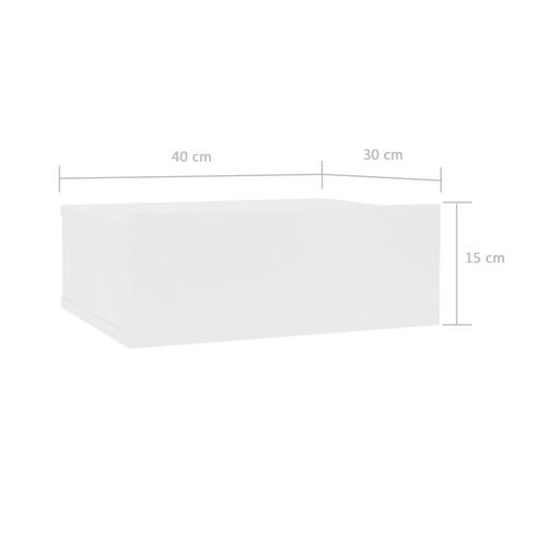 Svævende natborde 2 stk. 40 x 30 x 15 cm konstrueret træ hvid