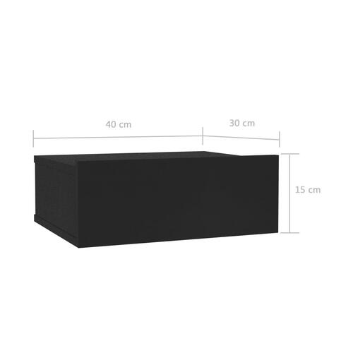 Væghængt natbord 40x30x15 cm konstrueret træ sort