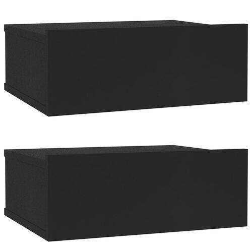 Svævende natborde 2 stk. 40 x 30 x 15 cm konstrueret træ sort