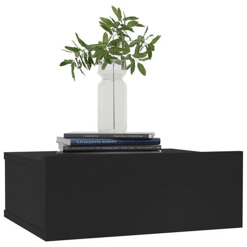 Svævende natborde 2 stk. 40 x 30 x 15 cm konstrueret træ sort