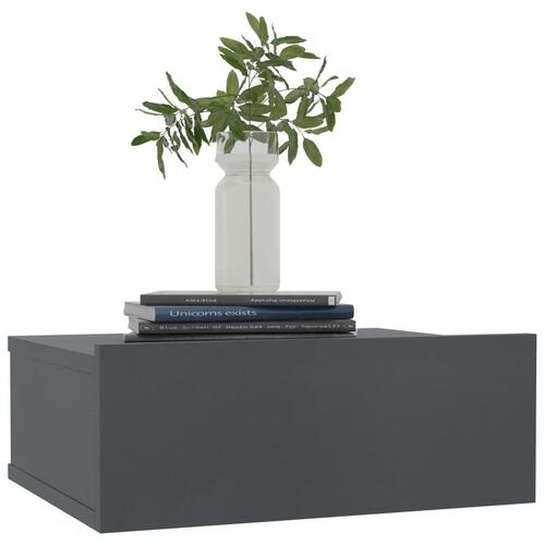 Væghængt natbord 40x30x15 cm konstrueret træ grå