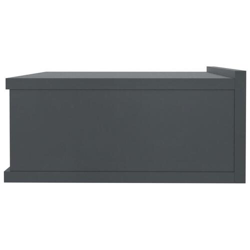 Væghængt natbord 40x30x15 cm konstrueret træ grå