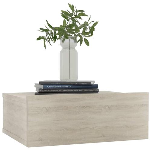 Svævende natbord 40 x 30 x 15 cm konstrueret træ sonoma-eg
