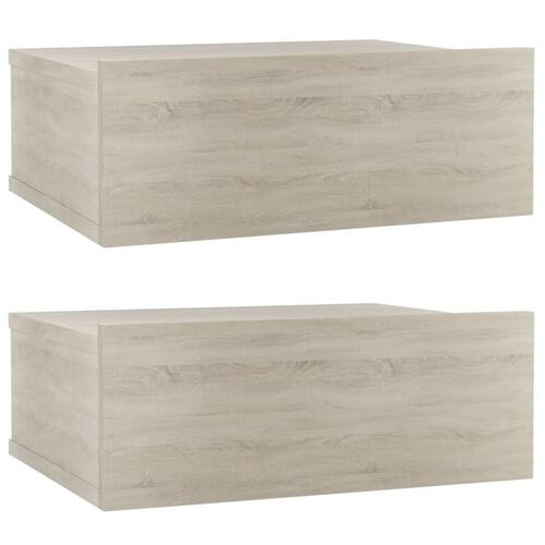 Svævende natborde 2 stk. 40 x 30 x 15 cm konstrueret træ sonoma