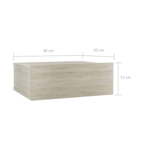 Svævende natborde 2 stk. 40 x 30 x 15 cm konstrueret træ sonoma
