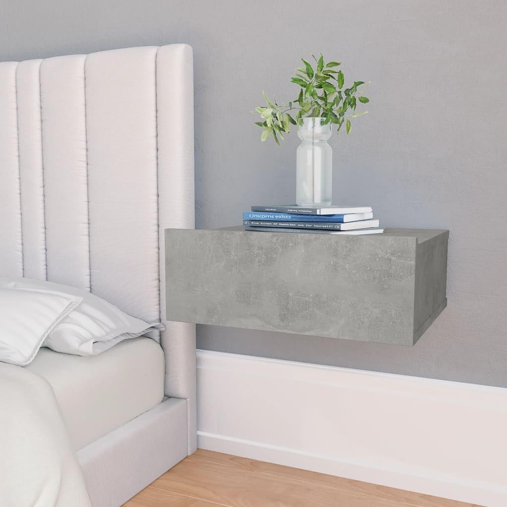 Svævende natbord 40 x 30 x 15 cm konstrueret træ betongrå