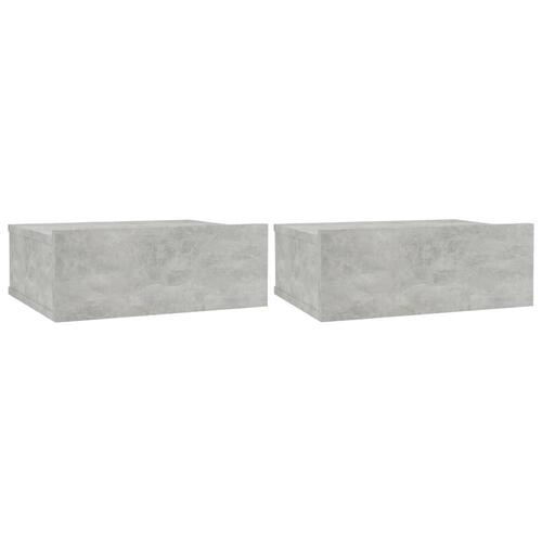 Svævende natborde 2 stk. 40 x 30 x 15 cm konstrueret træ grå
