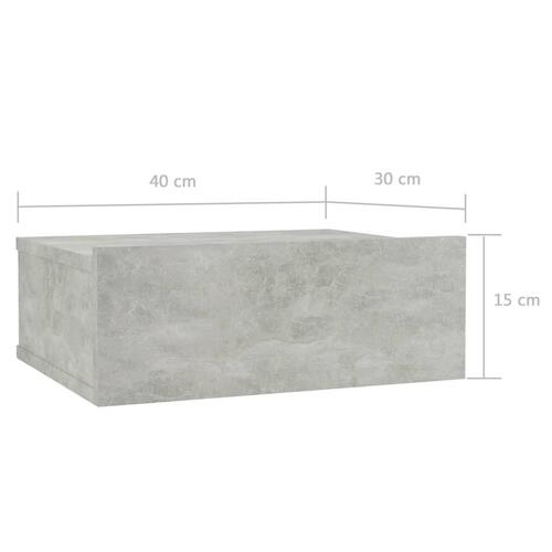 Svævende natborde 2 stk. 40 x 30 x 15 cm konstrueret træ grå