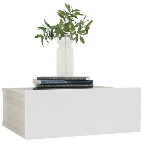 Svævende natborde 2 stk. 40 x 30 x 15 cm spånplade hvid sonoma-eg