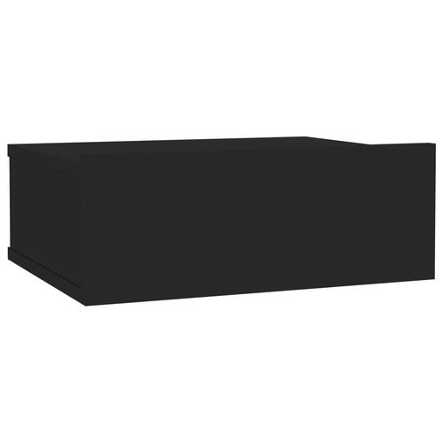 Væghængt natbord 40x30x15 cm konstrueret træ sort højglans