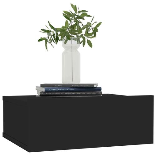 Væghængt natbord 40x30x15 cm konstrueret træ sort højglans