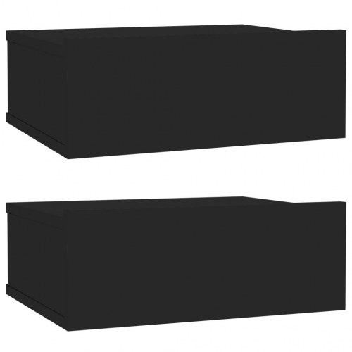 Svævende natborde 2 stk. 40 x 30 x 15 cm konstrueret træ sort