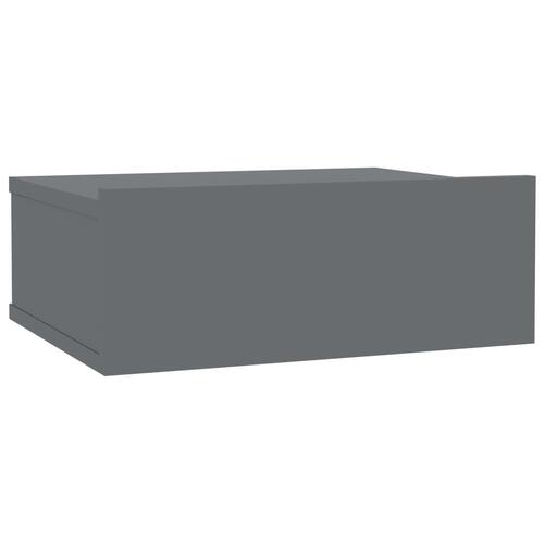 Væghængt natbord 40x30x15 cm konstrueret træ grå højglans