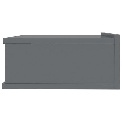Væghængt natbord 40x30x15 cm konstrueret træ grå højglans