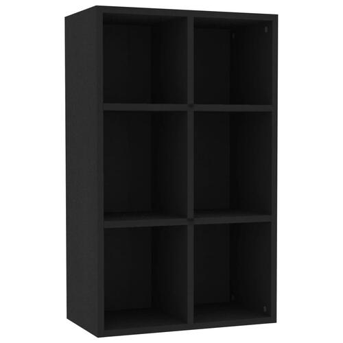Bogreol/skænk 66x30x98 cm konstrueret træ sort