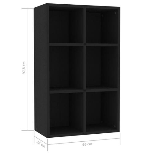 Bogreol/skænk 66x30x98 cm konstrueret træ sort
