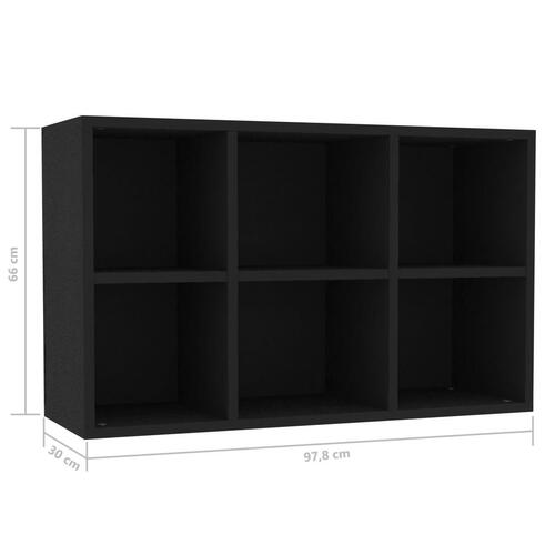 Bogreol/skænk 66x30x98 cm konstrueret træ sort