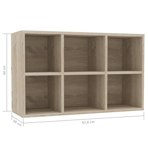 Bogreol/skænk 66x30x98 cm konstrueret træ sonoma-eg