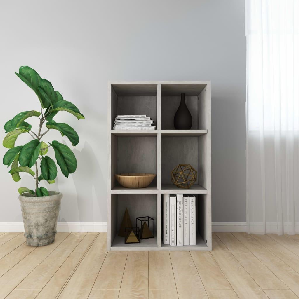 Bogreol/skænk 66x30x98 cm konstrueret træ betongrå