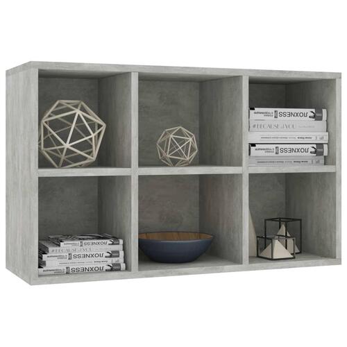 Bogreol/skænk 66x30x98 cm konstrueret træ betongrå