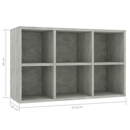 Bogreol/skænk 66x30x98 cm konstrueret træ betongrå