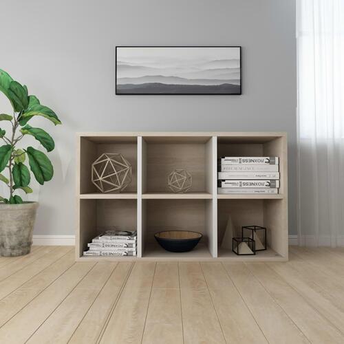 Bogreol/skænk 66x30x98 cm konstrueret træ hvid og sonoma-eg