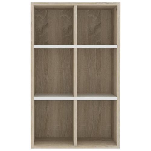 Bogreol/skænk 66x30x98 cm konstrueret træ hvid og sonoma-eg