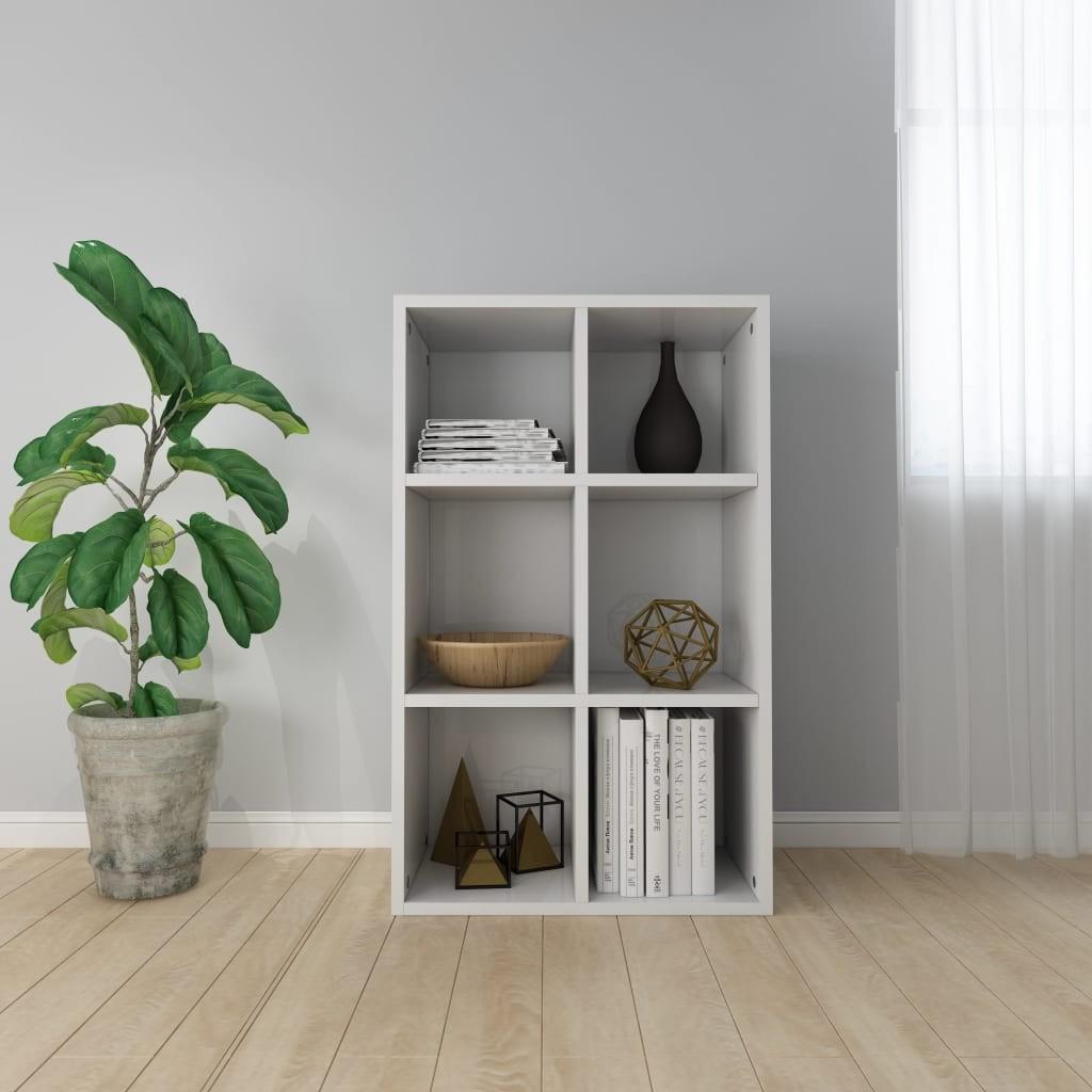 Bogreol/skænk 66x30x98 cm konstrueret træ hvid højglans
