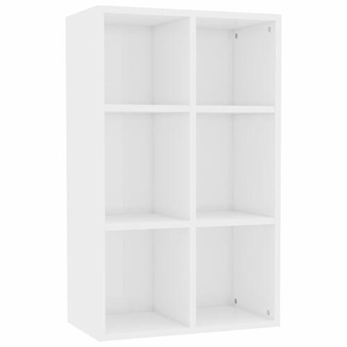 Bogreol/skænk 66x30x98 cm konstrueret træ hvid højglans