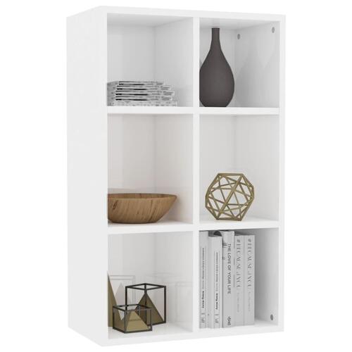 Bogreol/skænk 66x30x98 cm konstrueret træ hvid højglans