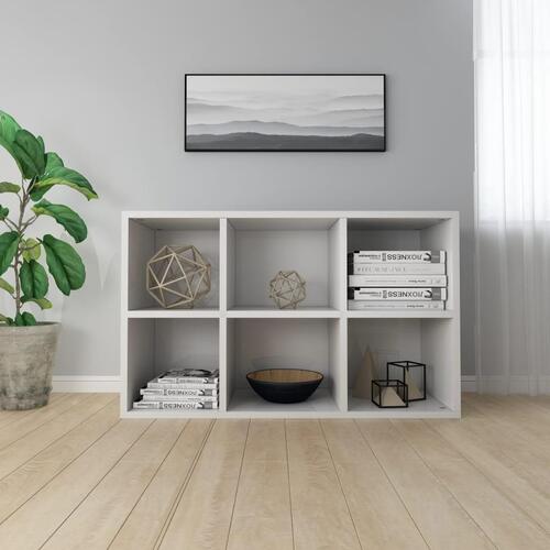 Bogreol/skænk 66x30x98 cm konstrueret træ hvid højglans