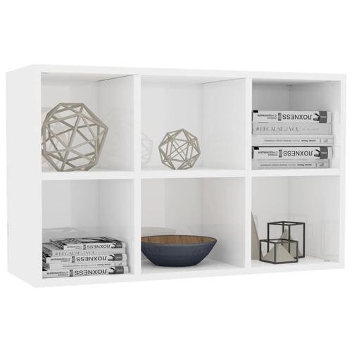 Bogreol/skænk 66x30x98 cm konstrueret træ hvid højglans