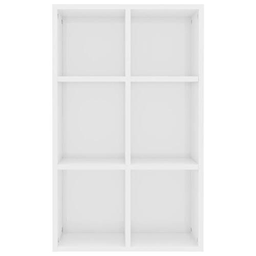 Bogreol/skænk 66x30x98 cm konstrueret træ hvid højglans