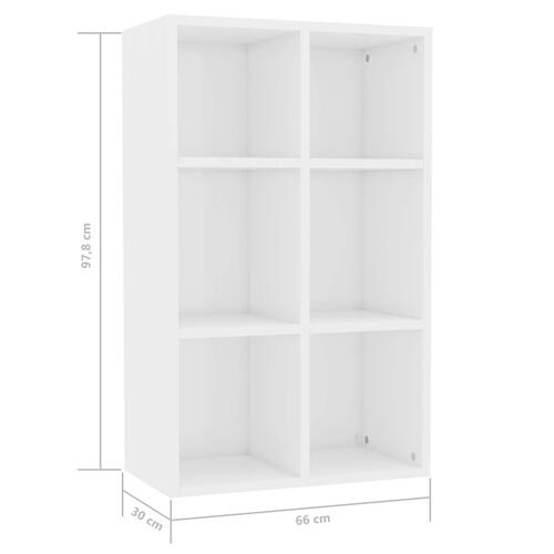 Bogreol/skænk 66x30x98 cm konstrueret træ hvid højglans