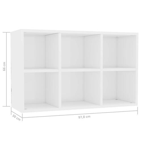 Bogreol/skænk 66x30x98 cm konstrueret træ hvid højglans