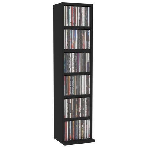Cd-reol 21x20x88 cm konstrueret træ sort