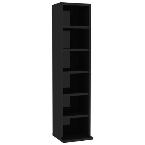 CD-reol 21 x 16 x 88 cm spånplade sort højglans