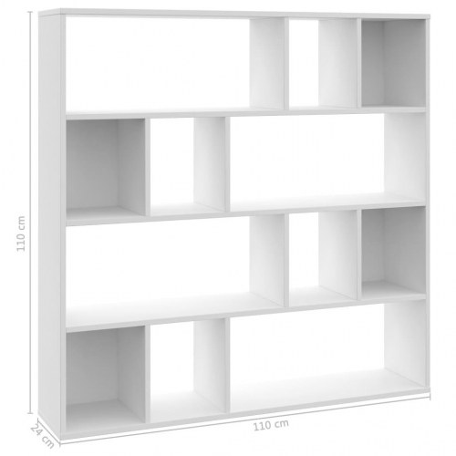 Rumdeler/bogreol 110x24x110 cm konstrueret træ hvid