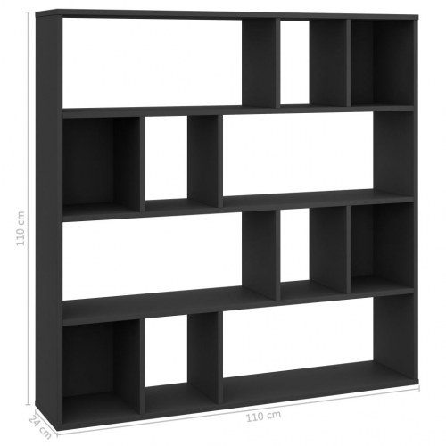 Rumdeler/bogreol 110x24x110 cm konstrueret træ sort