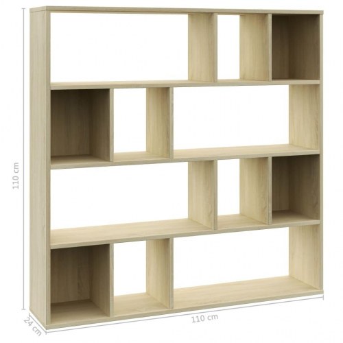 Rumdeler/bogreol 110x24x110 cm konstrueret træ sonoma-eg
